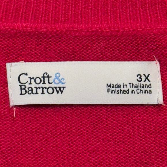 Croft & Barrow Sweater Preppy Classic Cozy Comfort Retro Minimalist Pink Size 3X - Picture 3 of 6